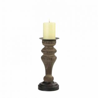 Antique-Style Wooden Column Candle Holder Home Decor