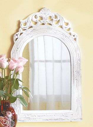 arched Top White Wall Mirror