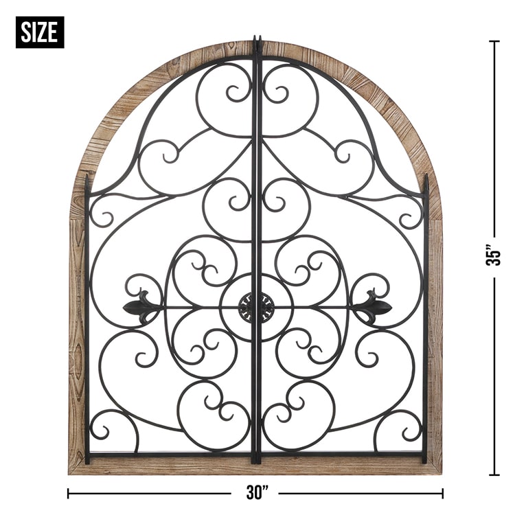 Arched Wood Iron Wall Home Decor