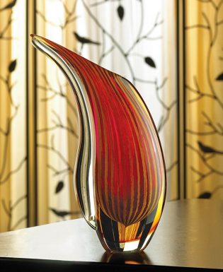 Crimson Sunset Art Glass Flower Vase