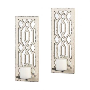 Deco Mirror Wall Candle Sconce Set