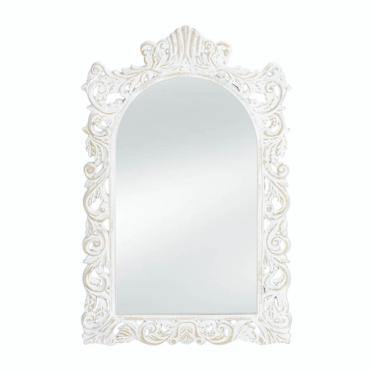 Grand Distressed White Wall Mirror Happy Homes Collection   Distressed White Wall Mirror 