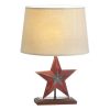 Farmhouse Wooden Red Star Table Lamp
