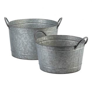 Galvanized Bucket Planter Duo
