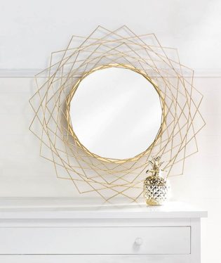 Golden Geometric Wall Decor Mirror