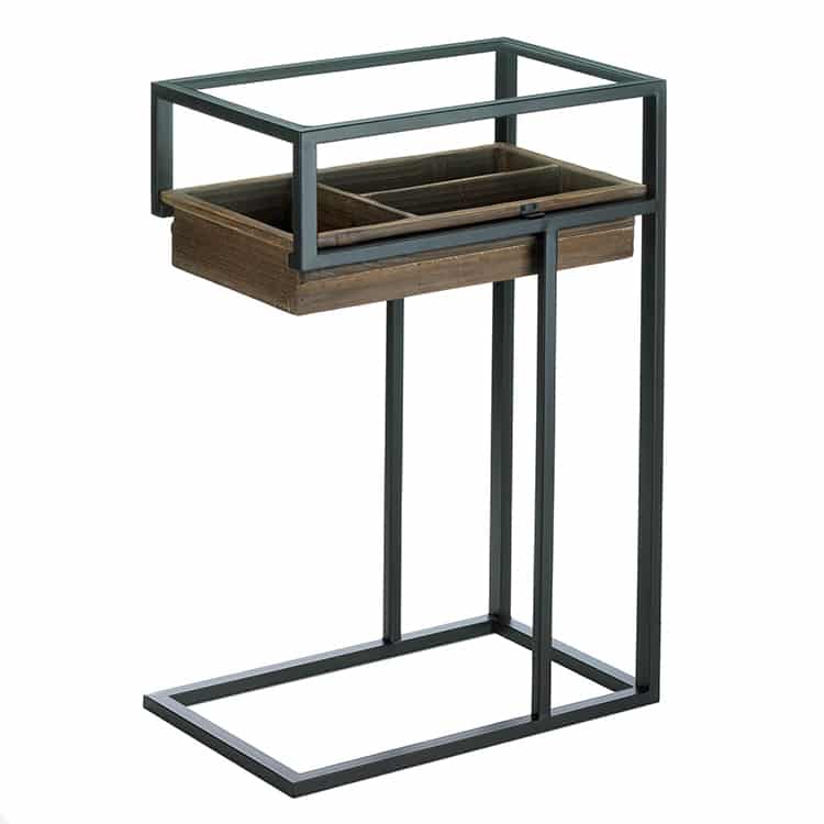 Industrial Side Table With Slide Out Drawer