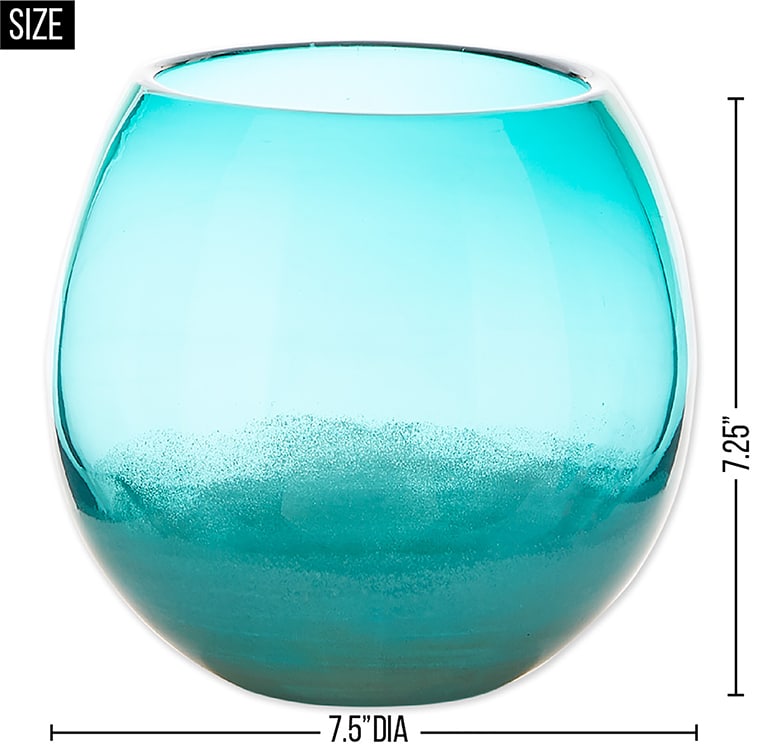 Large Aqua Blue Fish Bowl Vase