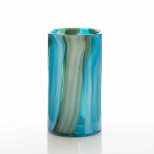 Large Blue Cylinder Decorative Glass Vase