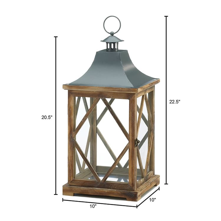 Large Wooden Diamond Lattice Lantern
