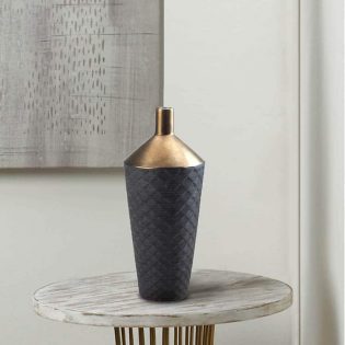 Lucca Black and gold Porcelain Vase