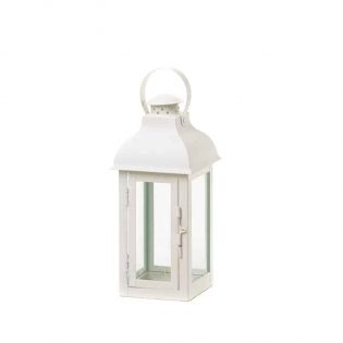 Medium White Gable Lantern Home Decor