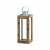 Metal Top Square Wood Lantern