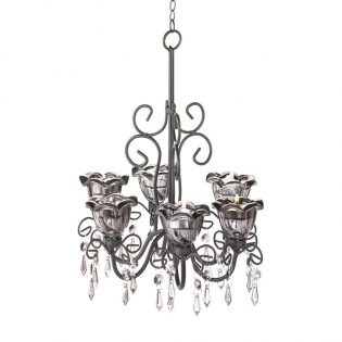 Midnight Blooms Black Candle Chandelier
