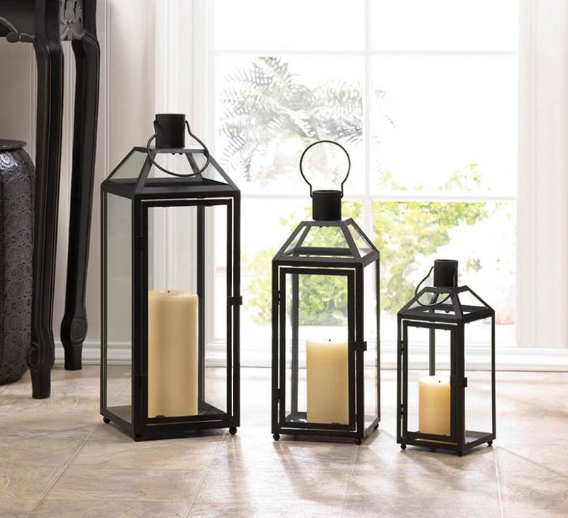 Midtown Large Black Candle Lantern