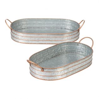 Oblong Galvanized Metal Serving Trays