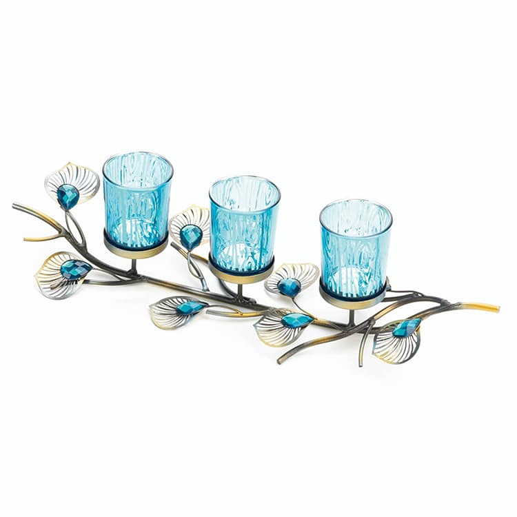 Peacock Inspired Candle Holder Home Decor