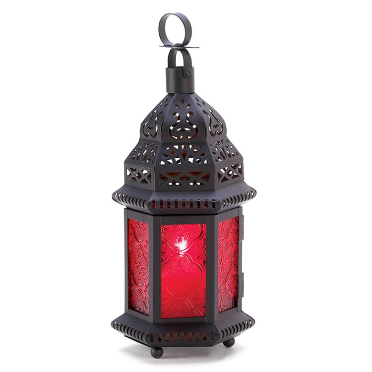 Red Glass Moroccan Lantern Decor