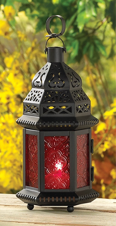 Red Glass Moroccan Lantern Home Decor