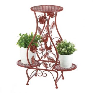 Red Rooster Hourglass Triple Plants Stand