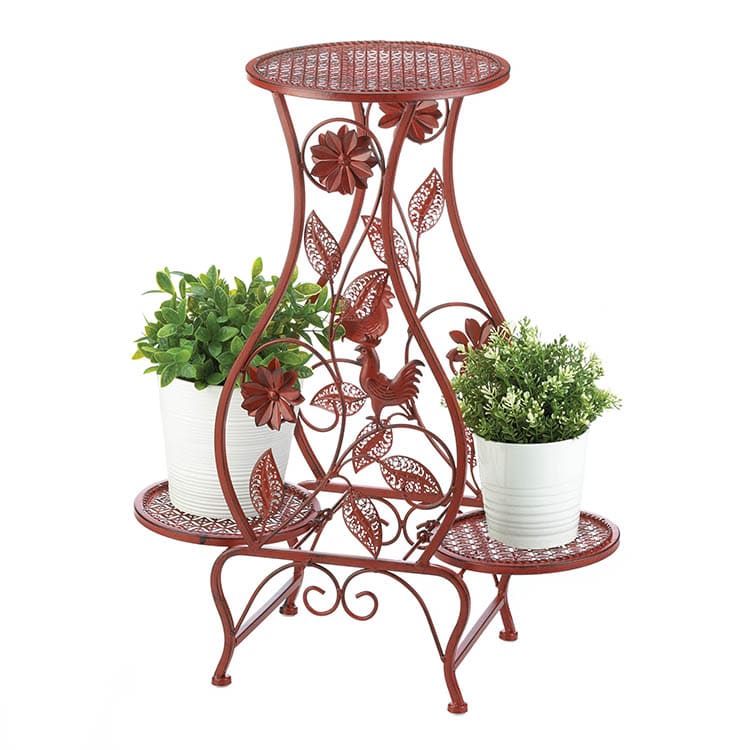 Red Rooster Hourglass Triple Plants Stand