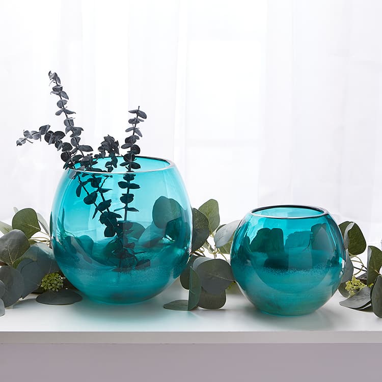 Small Aqua Fish Bowl Decorative Vase