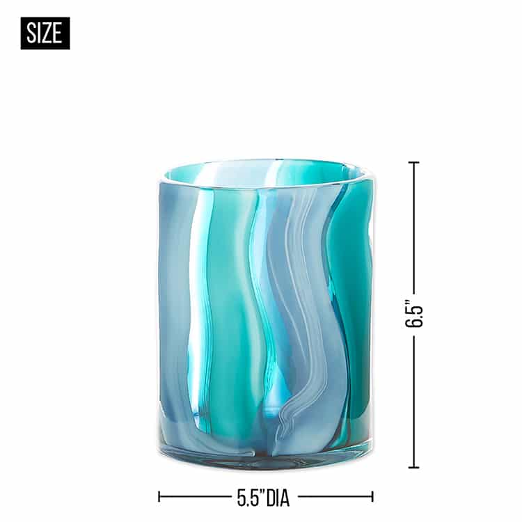 Small Blue Cylinder Glass Vase Home Decor