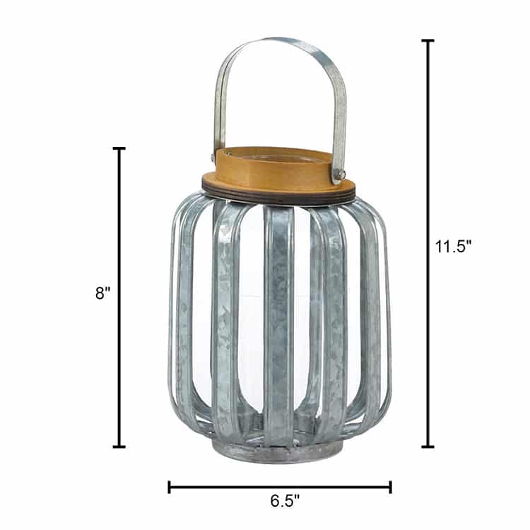 Small Galvanized Metal Candle Lantern Coastal Decor