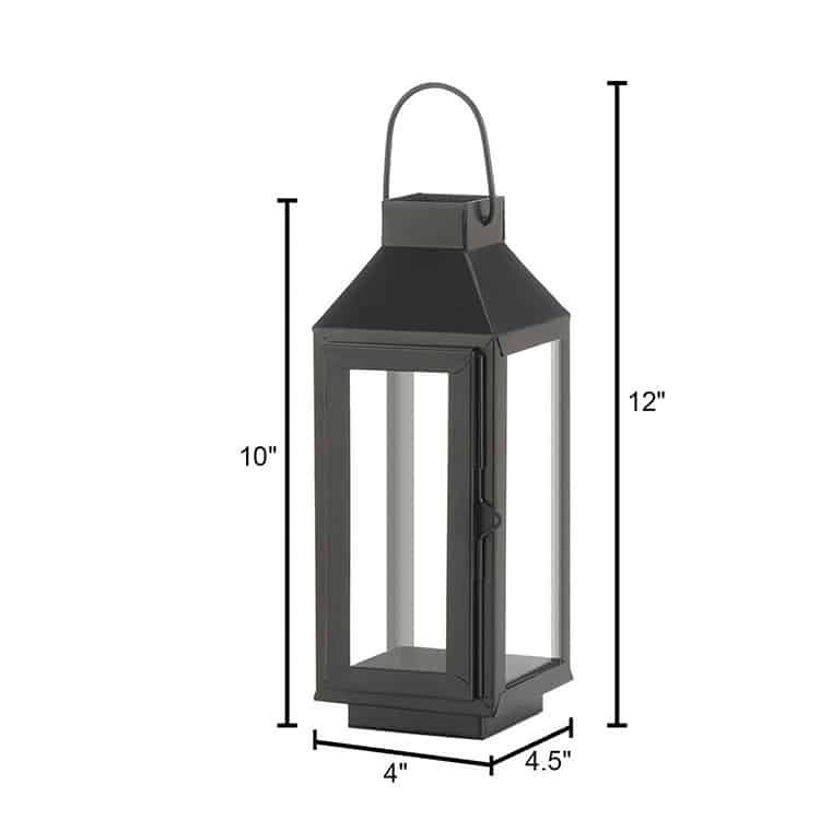 Small Square Top Black Candle Holder Lantern