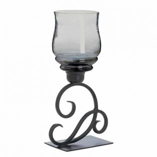 Smoked Glass Cursive Candle Holder Stand