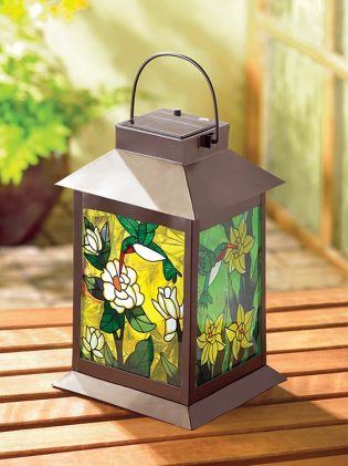 Solar Powered Floral Candle Lantern