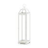 Tall Country White Open Top Candle Lantern