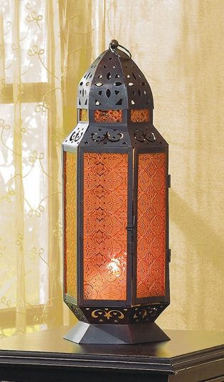 Tall Orange Moroccan Candle Lantern Home Decor