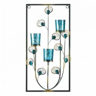 Three Candle Peacock Wall Sconce