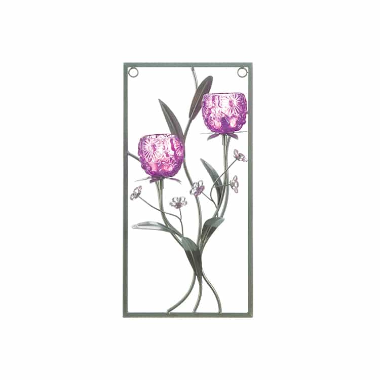 Two Candle Magenta Flower Wall Sconce Home Decor