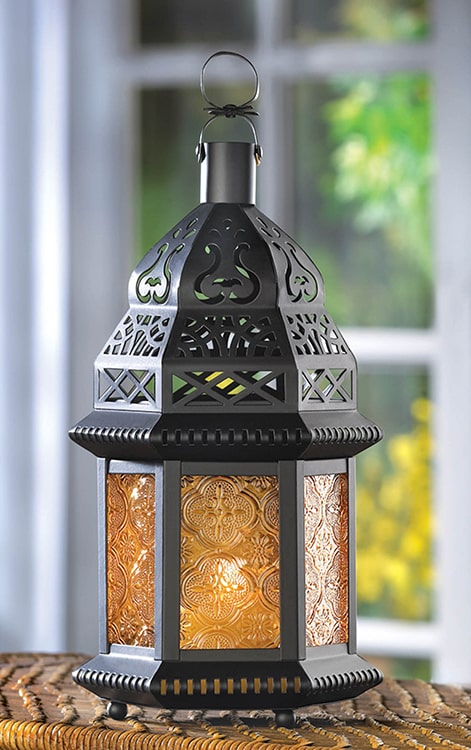 Yellow Glass Moroccan Candle Lantern