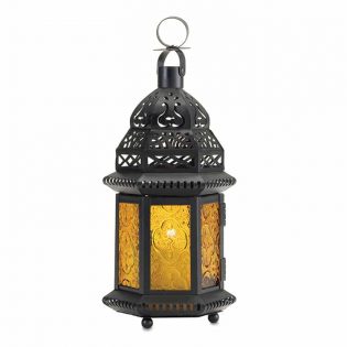Yellow Glass Moroccan Lantern Home Decor