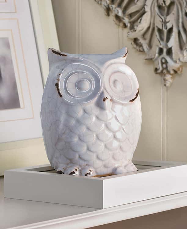 White Distressed Owl Figurine